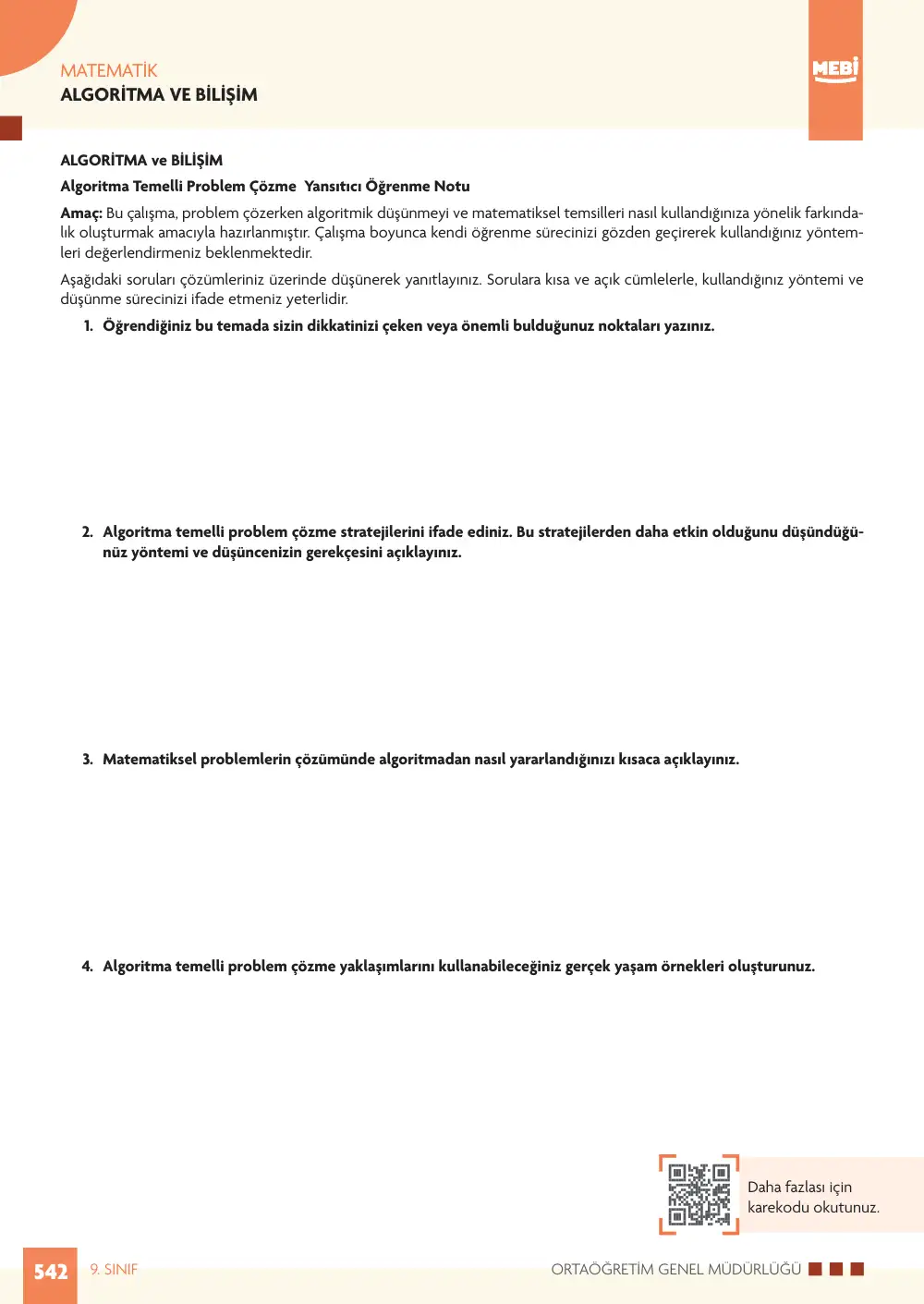9. Sınıf Matematik Bireysel Öğrenme Etkinlikleri (2026-2027) sayfa 540