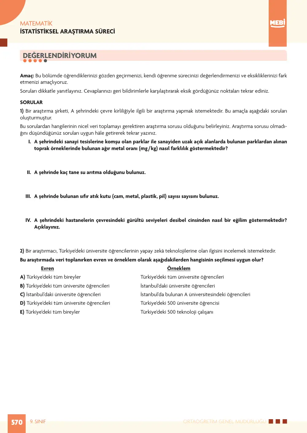 9. Sınıf Matematik Bireysel Öğrenme Etkinlikleri (2026-2027) sayfa 568