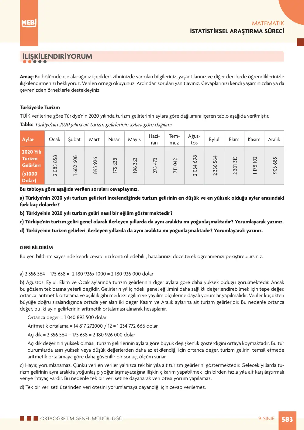 9. Sınıf Matematik Bireysel Öğrenme Etkinlikleri (2026-2027) sayfa 581