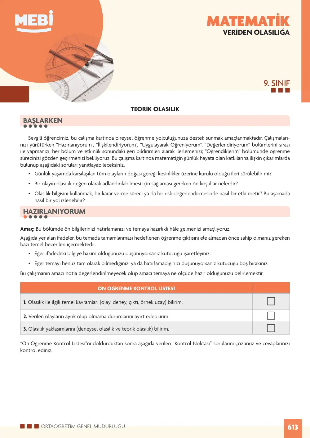 9. Sınıf Matematik Bireysel Öğrenme Etkinlikleri (2026-2027) sayfa 611