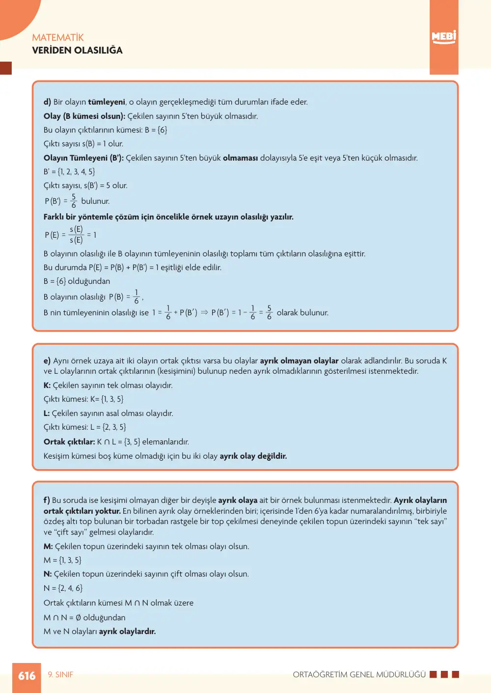 9. Sınıf Matematik Bireysel Öğrenme Etkinlikleri (2026-2027) sayfa 614