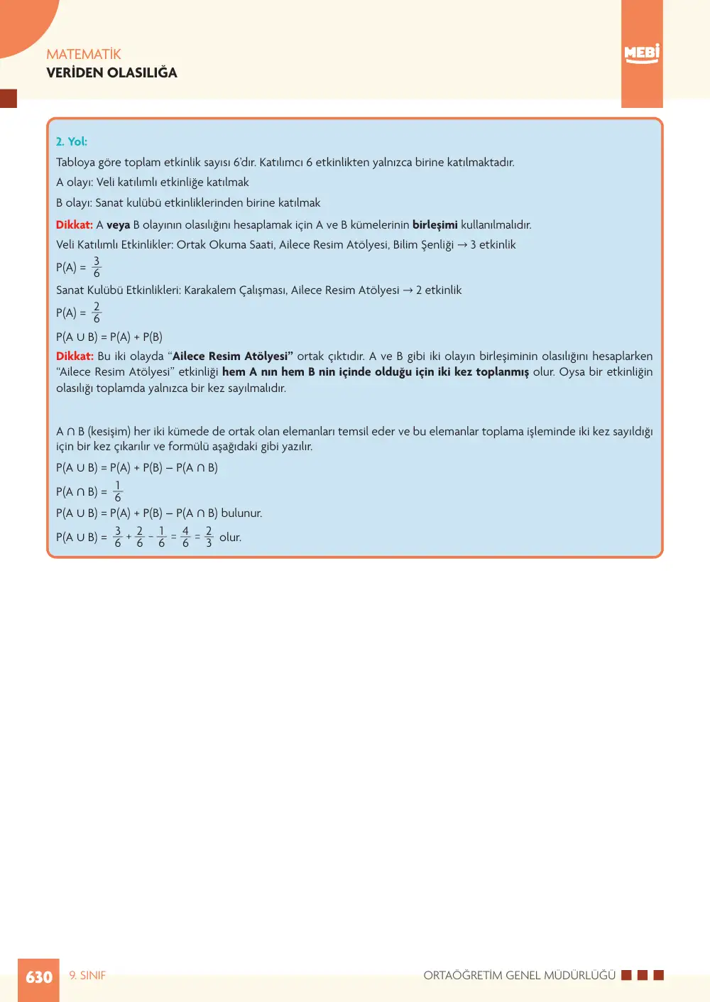 9. Sınıf Matematik Bireysel Öğrenme Etkinlikleri (2026-2027) sayfa 628