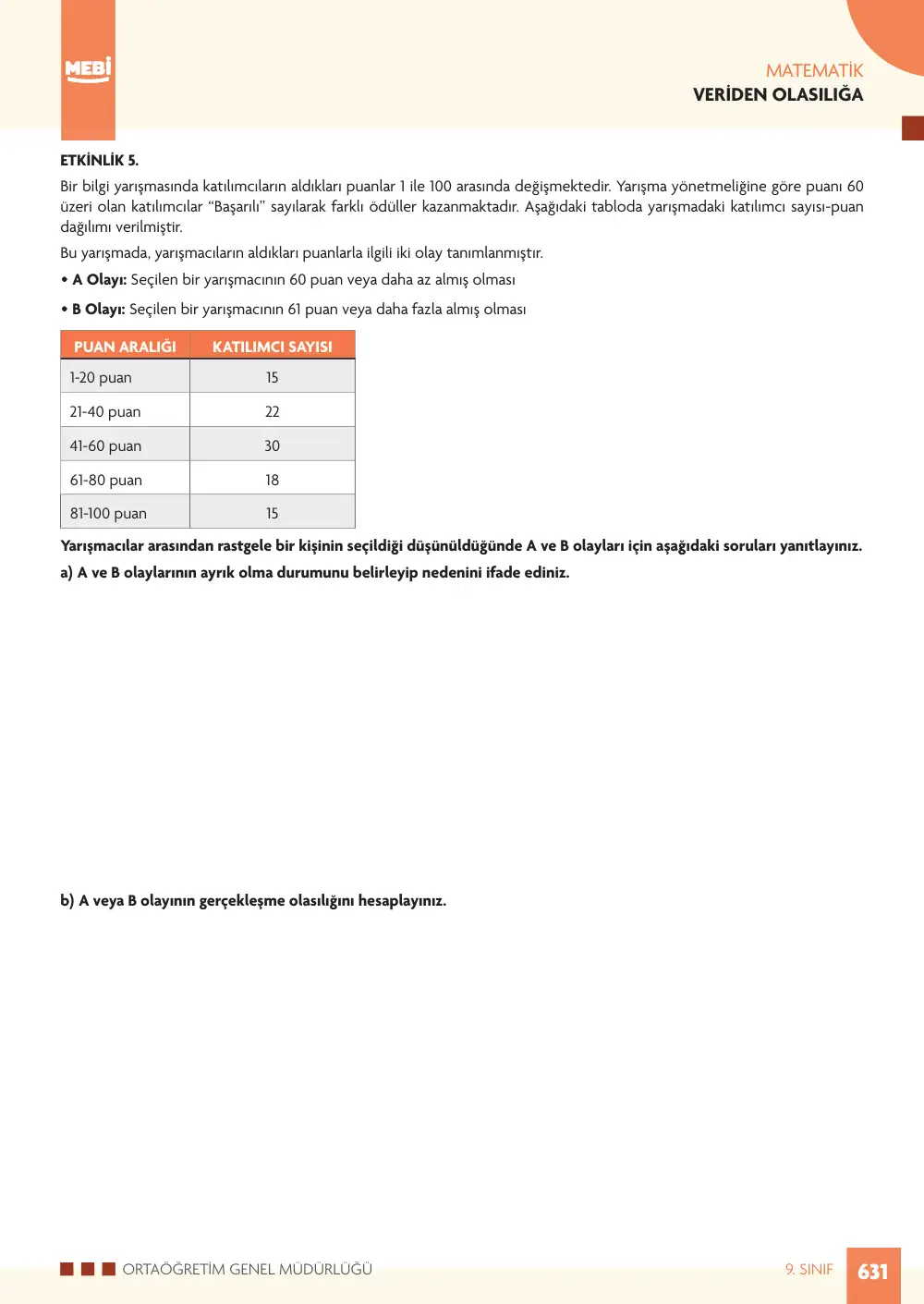 9. Sınıf Matematik Bireysel Öğrenme Etkinlikleri (2026-2027) sayfa 629