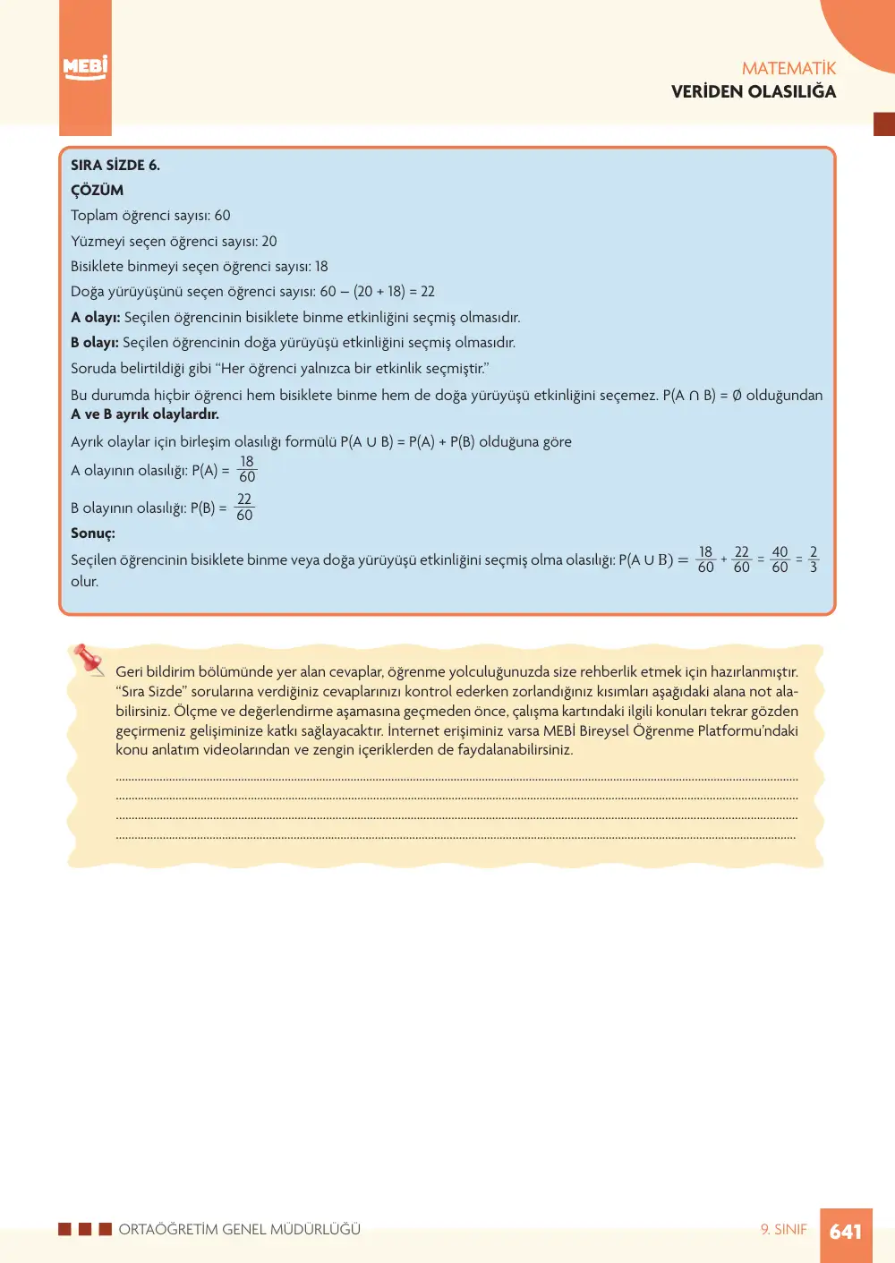 9. Sınıf Matematik Bireysel Öğrenme Etkinlikleri (2026-2027) sayfa 639