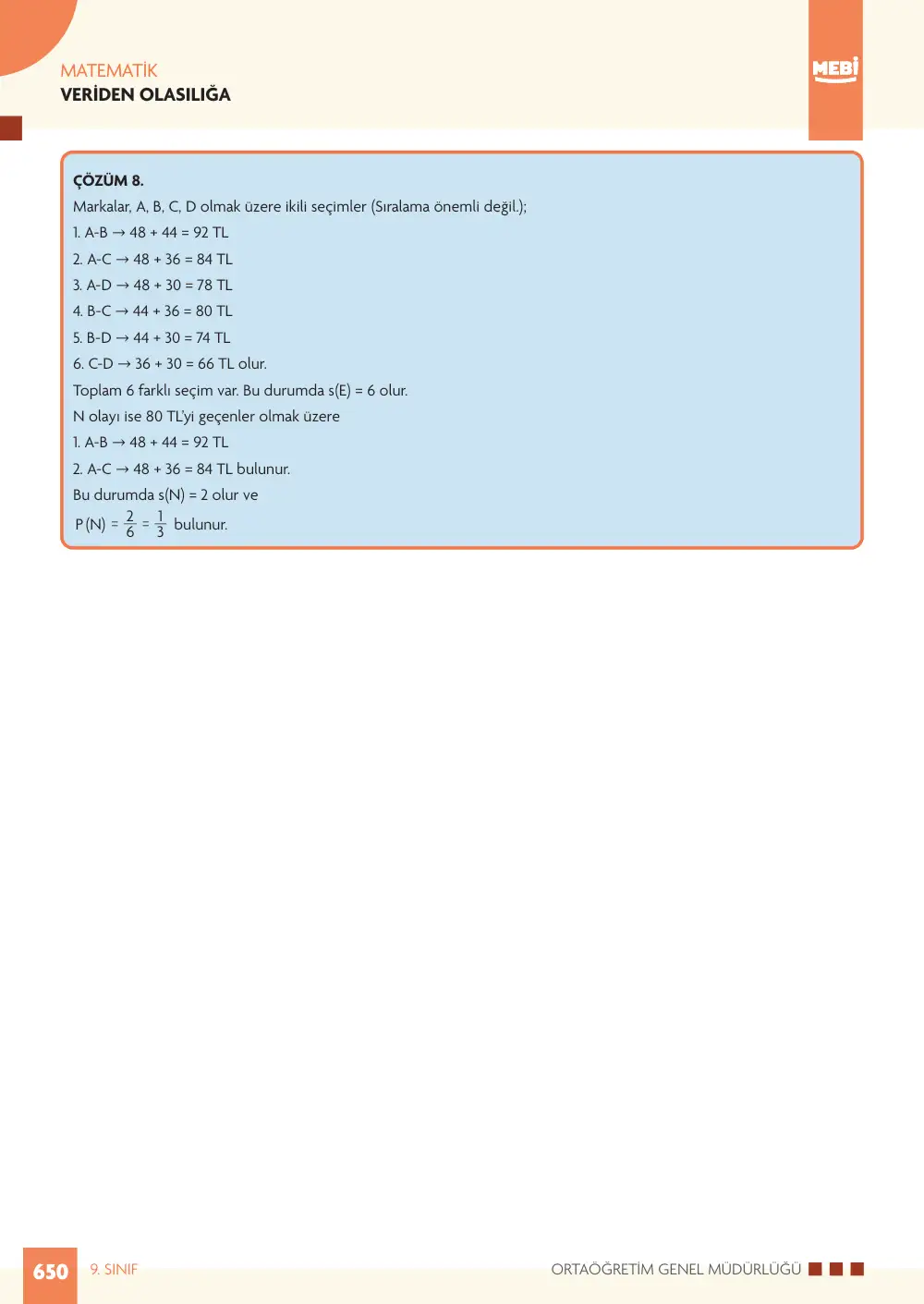 9. Sınıf Matematik Bireysel Öğrenme Etkinlikleri (2026-2027) sayfa 648