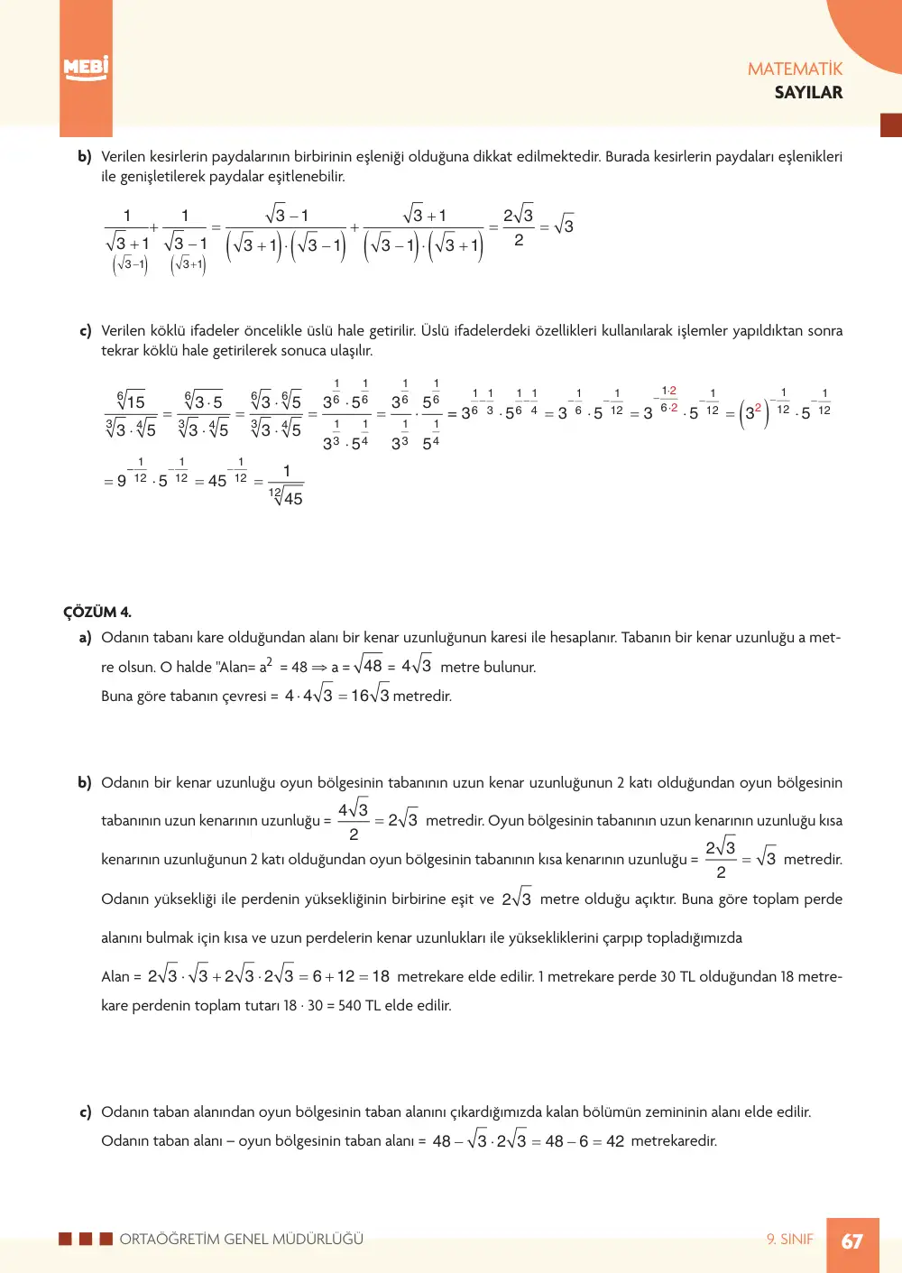 9. Sınıf Matematik Bireysel Öğrenme Etkinlikleri (2026-2027) sayfa 65