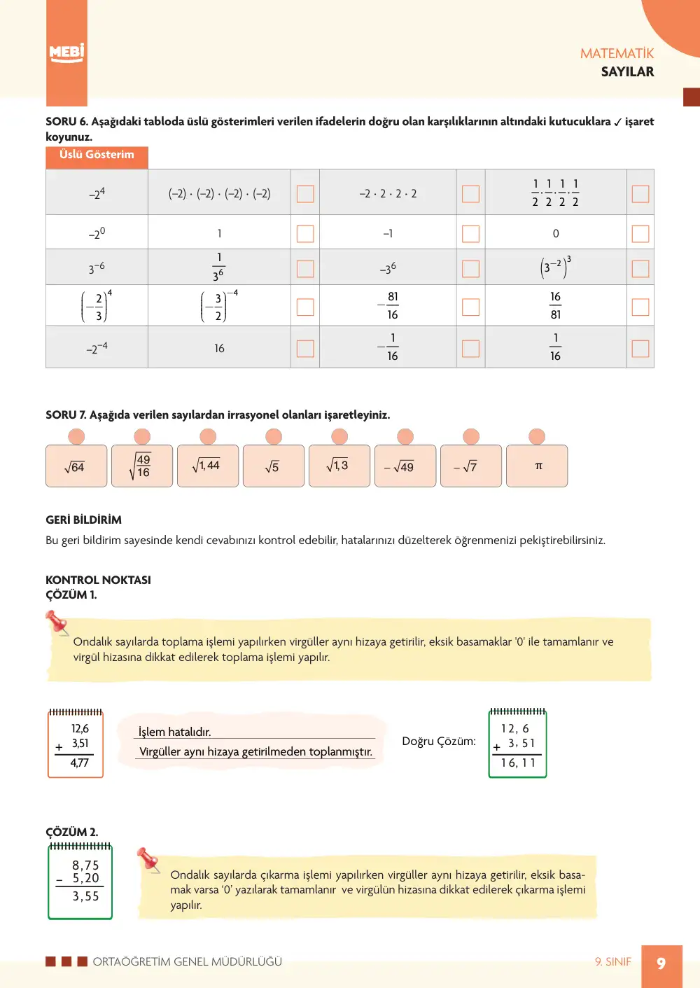 9. Sınıf Matematik Bireysel Öğrenme Etkinlikleri (2026-2027) sayfa 7