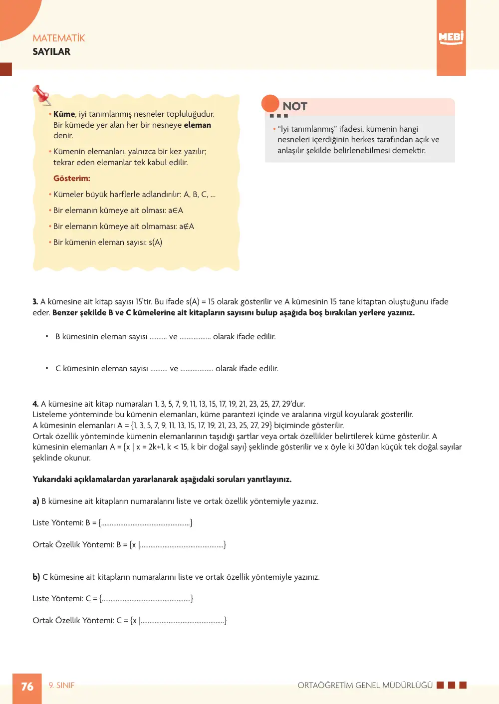 9. Sınıf Matematik Bireysel Öğrenme Etkinlikleri (2026-2027) sayfa 74