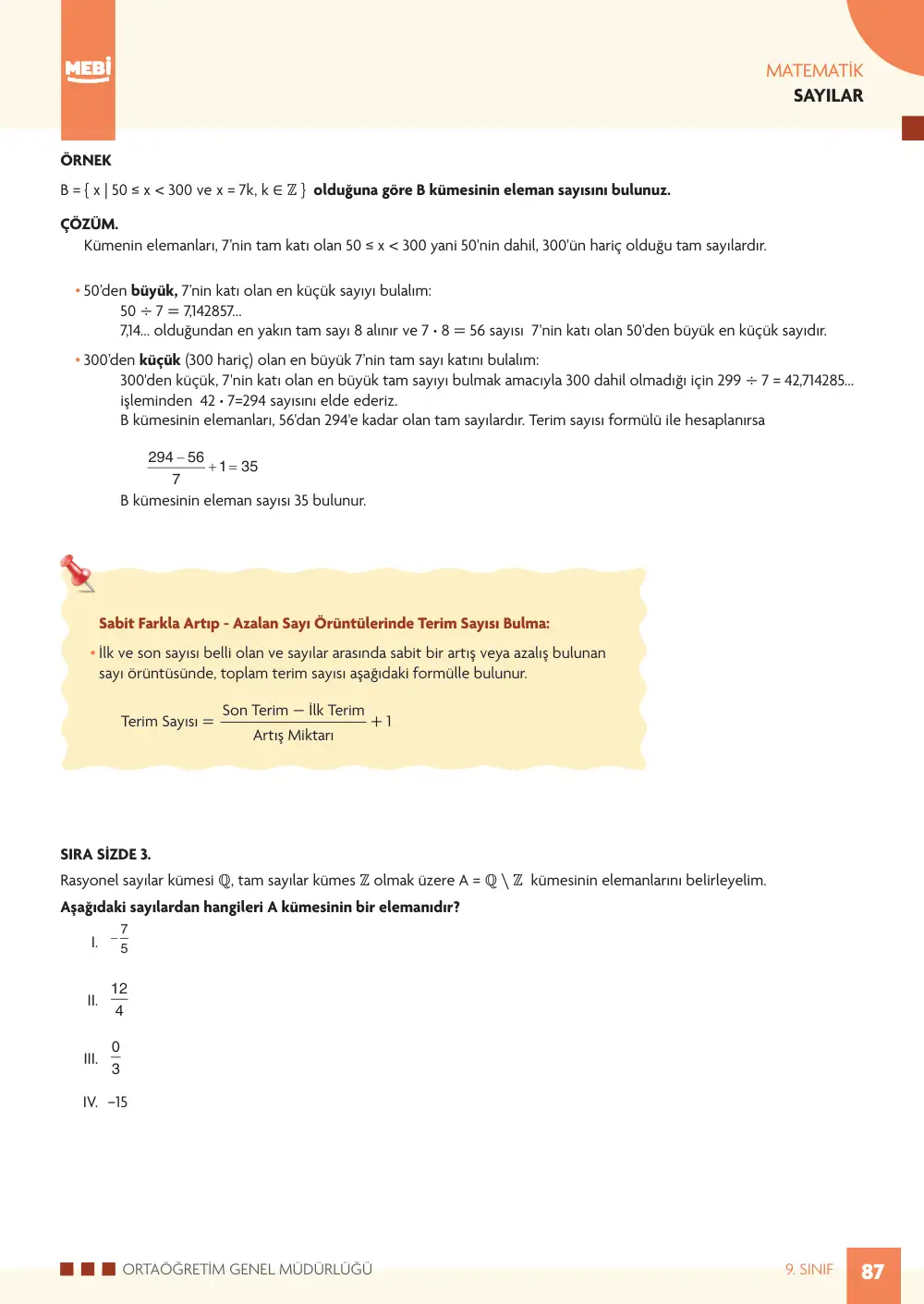9. Sınıf Matematik Bireysel Öğrenme Etkinlikleri (2026-2027) sayfa 85