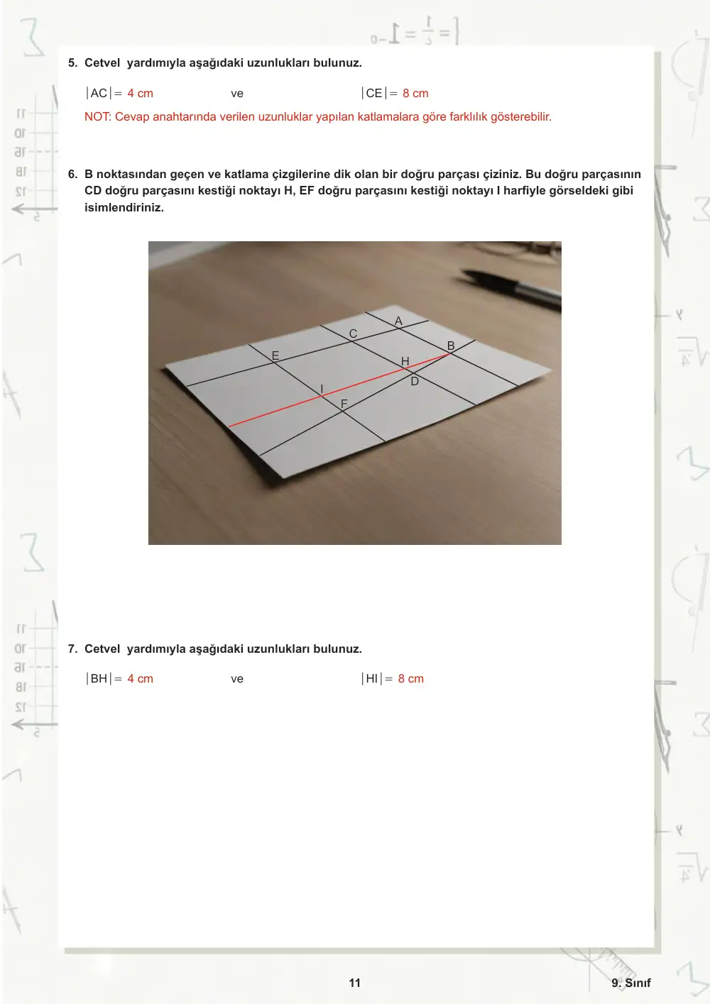 9. Sınıf Matematik Öğrenme Etkinlikleri Seti 1 (2025-2026) cevap anahtarı sayfa 12