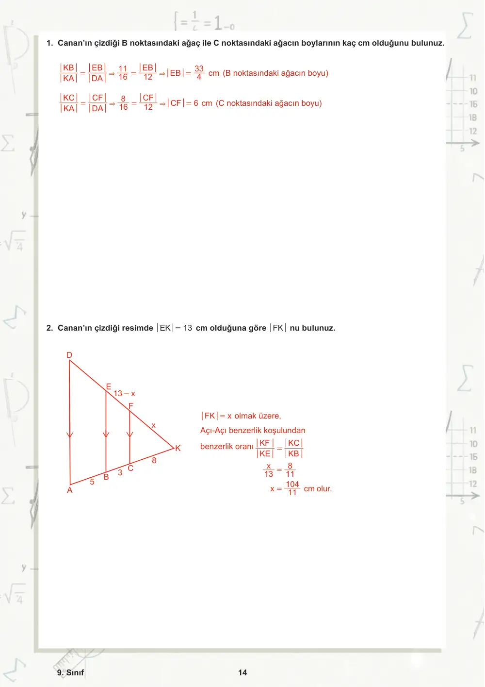 9. Sınıf Matematik Öğrenme Etkinlikleri Seti 1 (2025-2026) cevap anahtarı sayfa 15