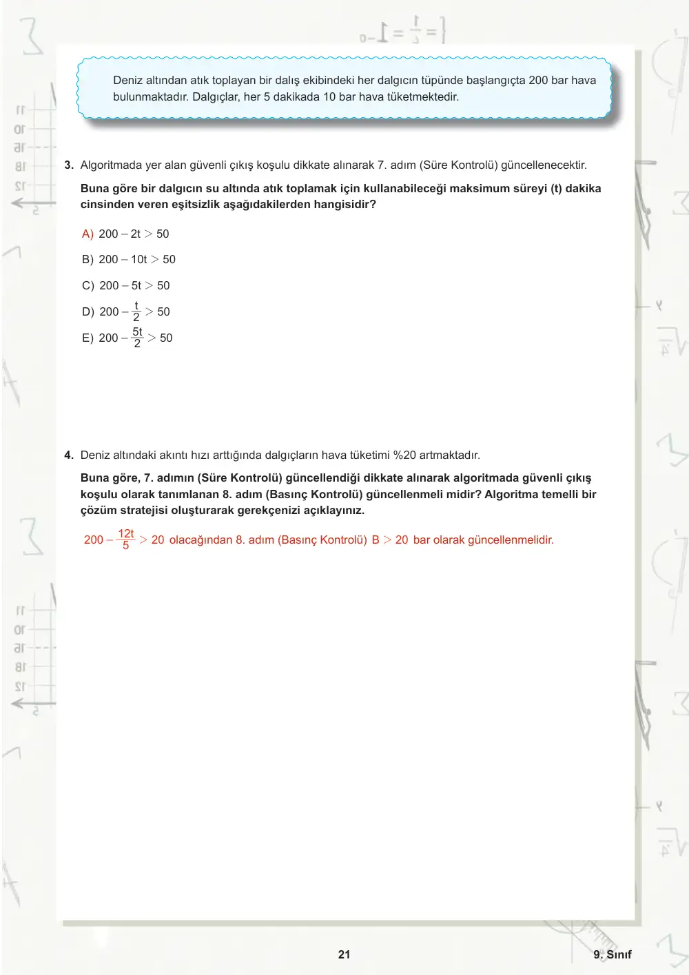 9. Sınıf Matematik Öğrenme Etkinlikleri Seti 1 (2025-2026) cevap anahtarı sayfa 22