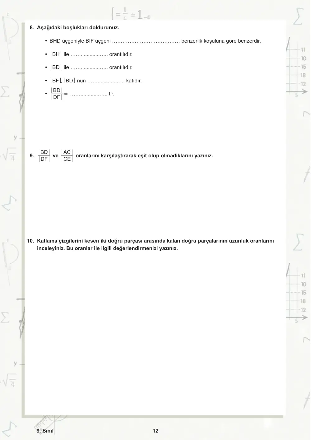 9. Sınıf Matematik Öğrenme Etkinlikleri Seti 1 (2025-2026) sayfa 13