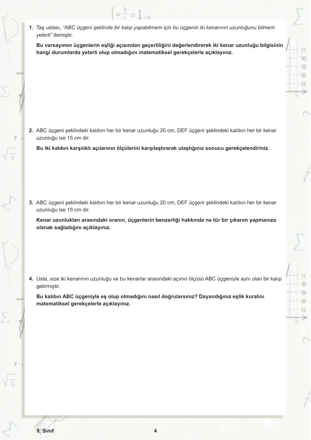9. Sınıf Matematik Öğrenme Etkinlikleri Seti 1 (2025-2026) sayfa 5
