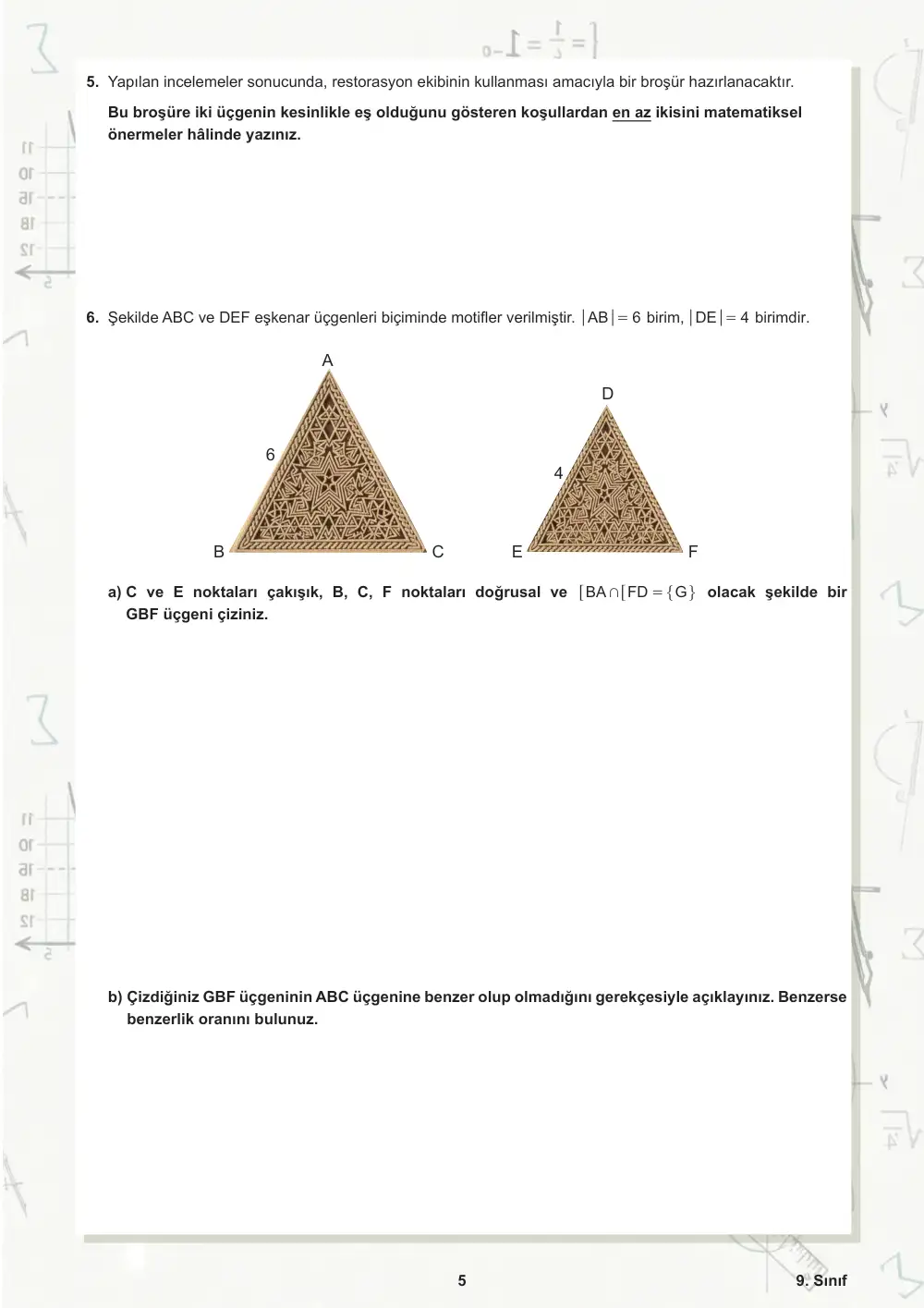 9. Sınıf Matematik Öğrenme Etkinlikleri Seti 1 (2025-2026) sayfa 6