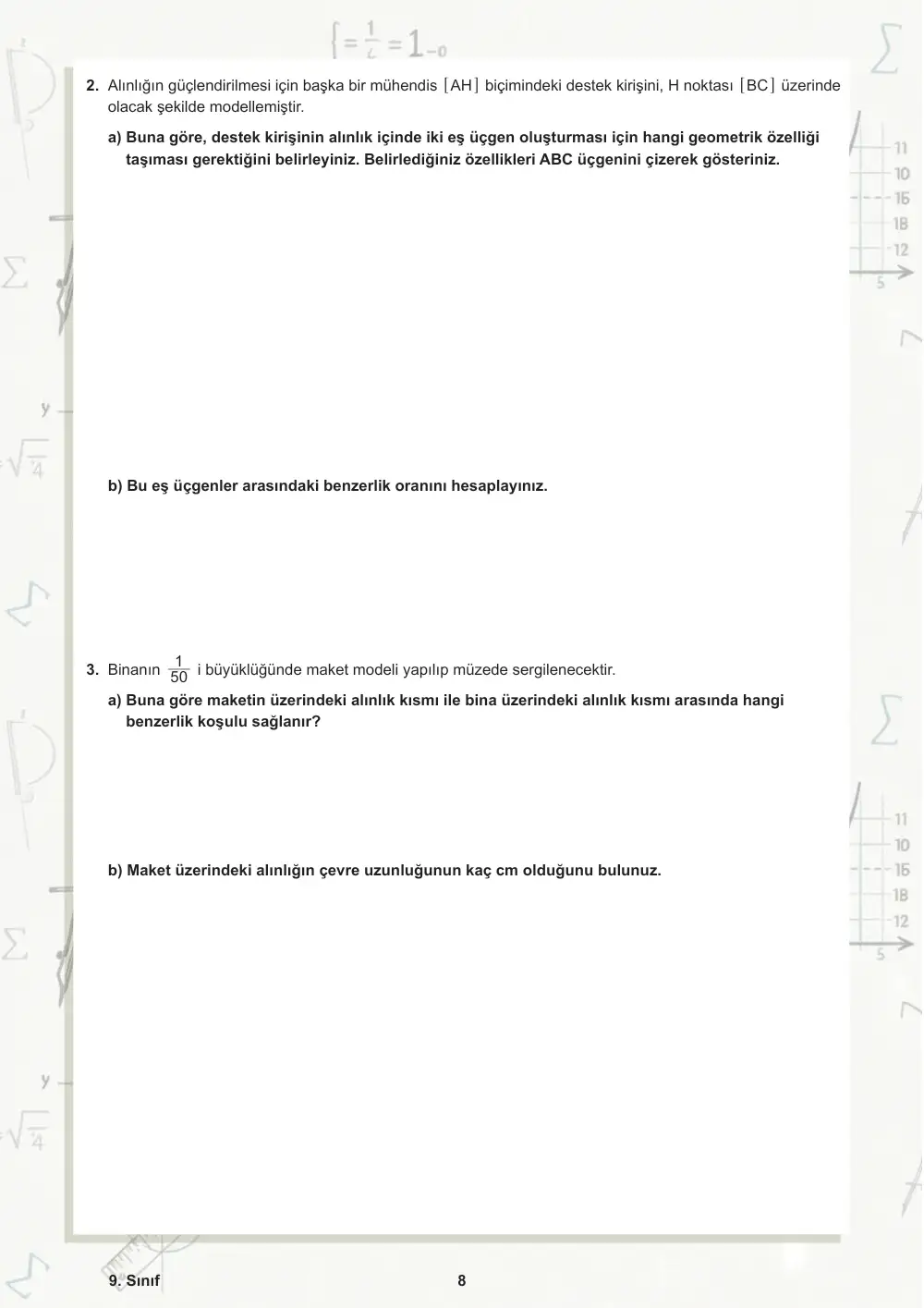 9. Sınıf Matematik Öğrenme Etkinlikleri Seti 1 (2025-2026) sayfa 9