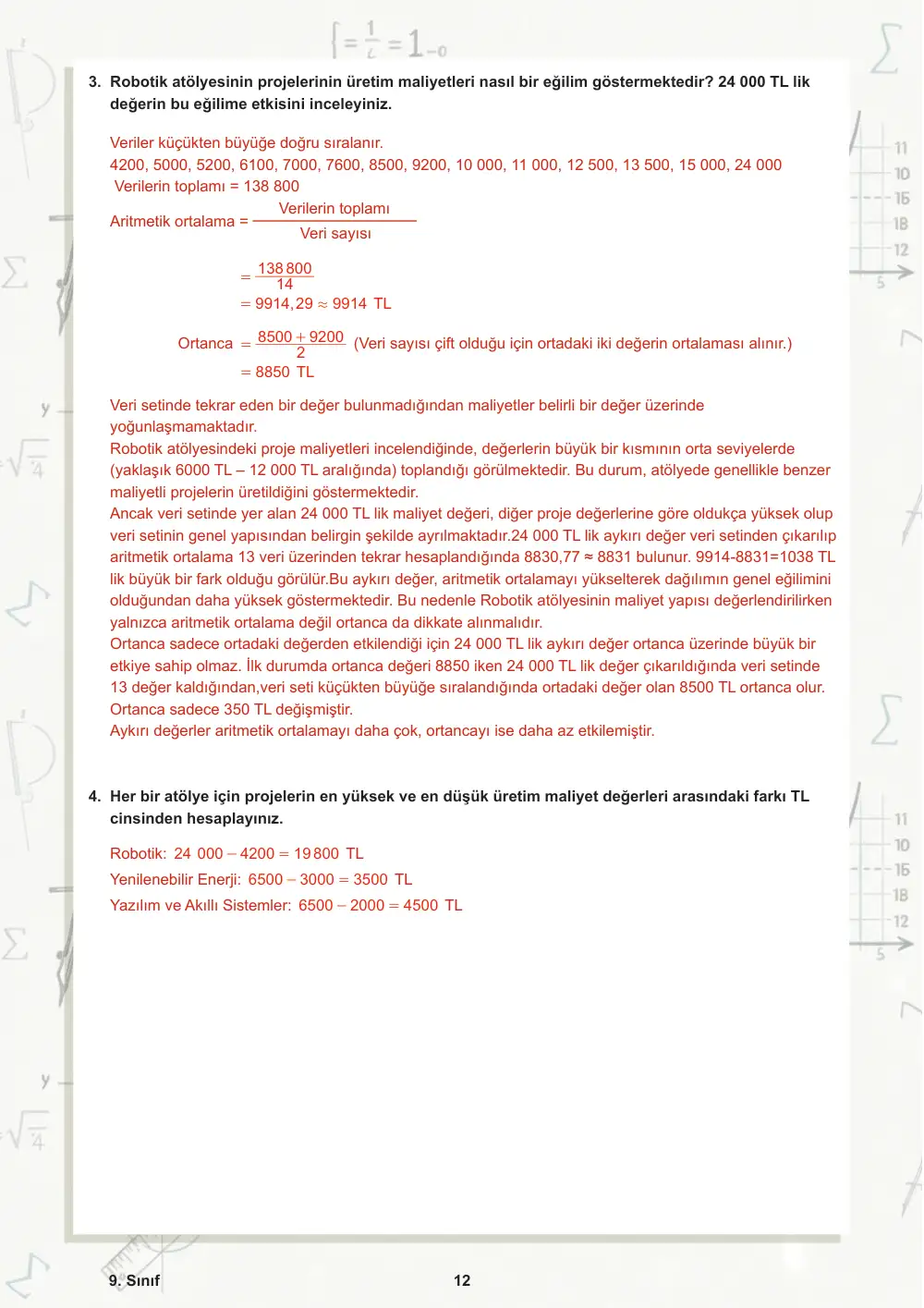9. Sınıf Matematik Öğrenme Etkinlikleri Seti 2 (2025-2026) cevap anahtarı sayfa 13