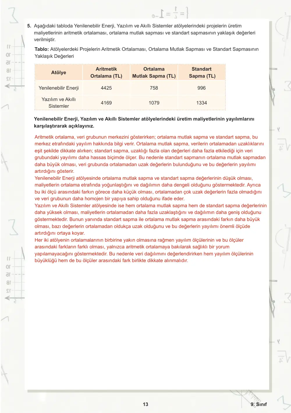9. Sınıf Matematik Öğrenme Etkinlikleri Seti 2 (2025-2026) cevap anahtarı sayfa 14