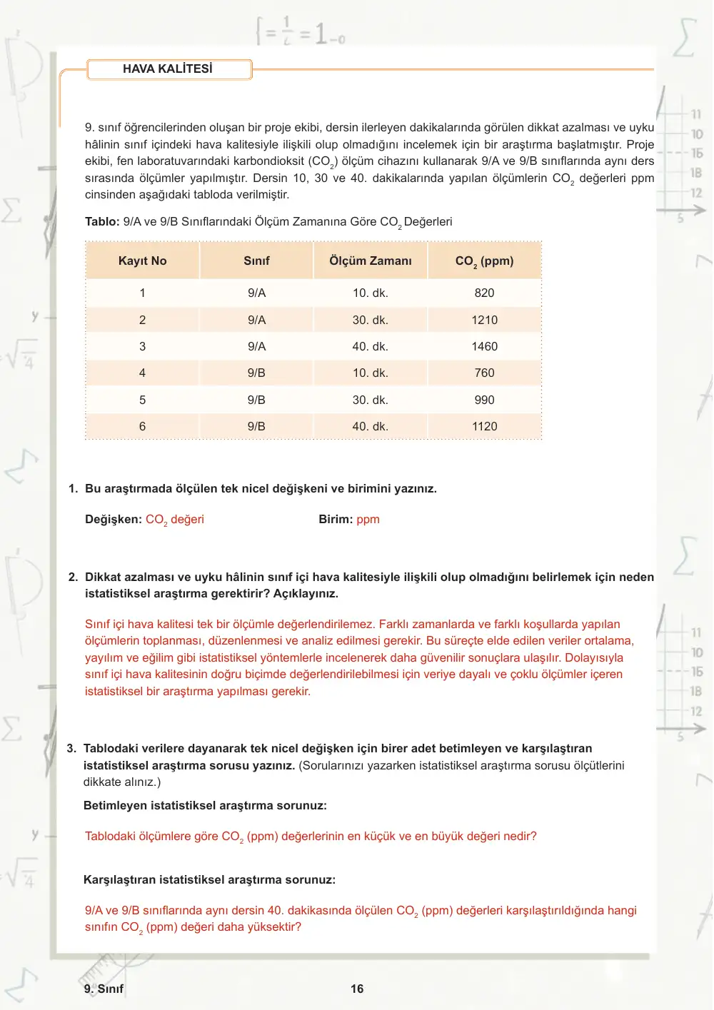 9. Sınıf Matematik Öğrenme Etkinlikleri Seti 2 (2025-2026) cevap anahtarı sayfa 17