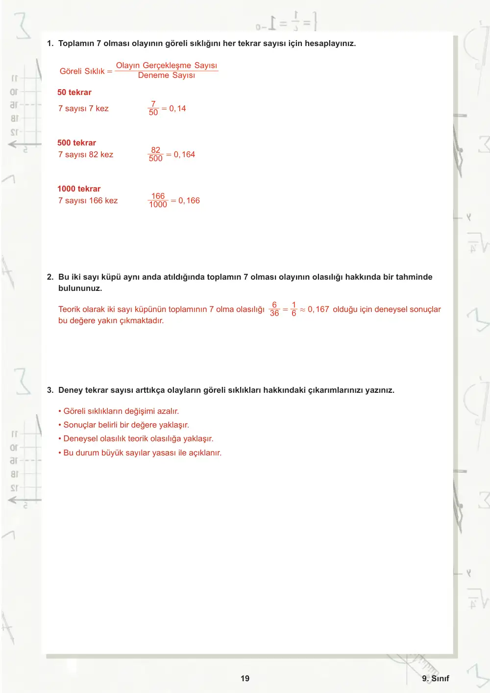 9. Sınıf Matematik Öğrenme Etkinlikleri Seti 2 (2025-2026) cevap anahtarı sayfa 20