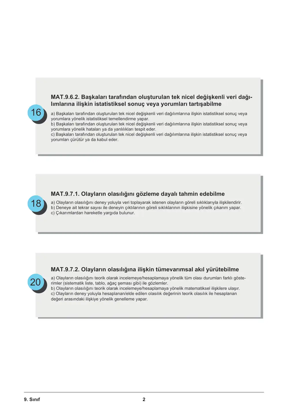 9. Sınıf Matematik Öğrenme Etkinlikleri Seti 2 (2025-2026) cevap anahtarı sayfa 3