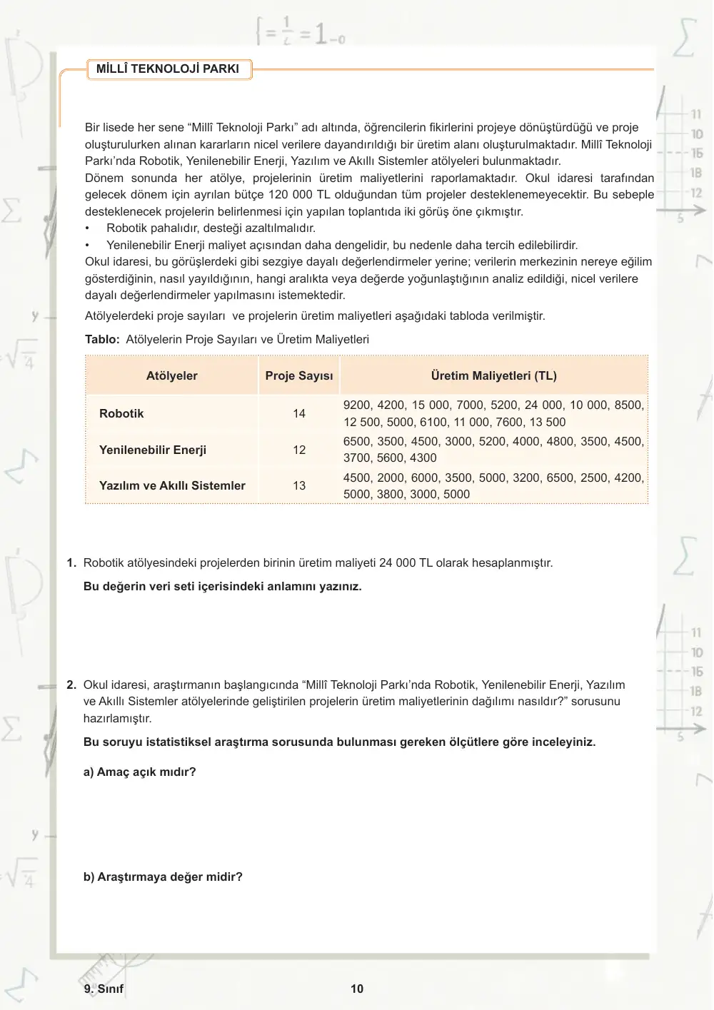 9. Sınıf Matematik Öğrenme Etkinlikleri Seti 2 (2025-2026) sayfa 11