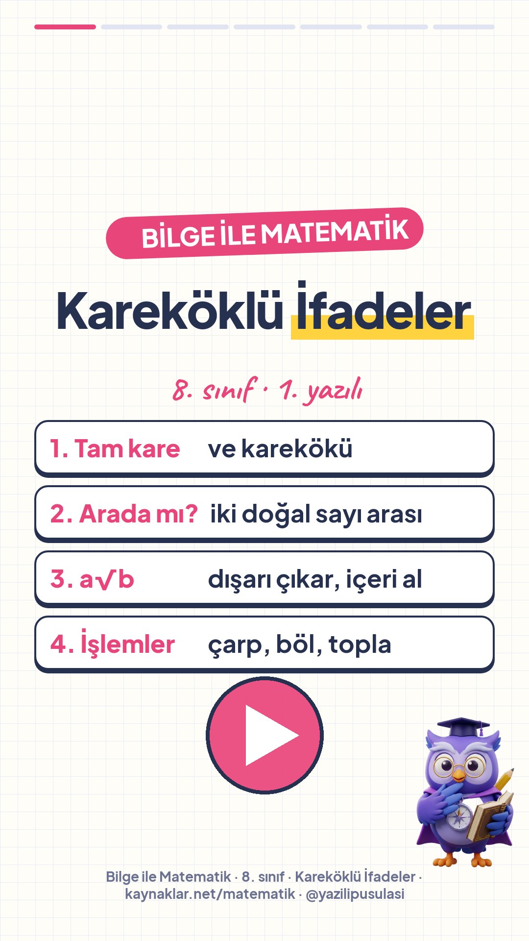 Bilge anlatıyor: Kareköklü İfadeler