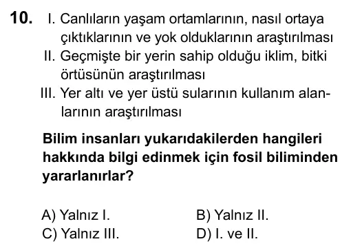 5. Sınıf Fen Bilimleri 2015 İOKBS Bursluluk Sınavı 10. Soru görseli