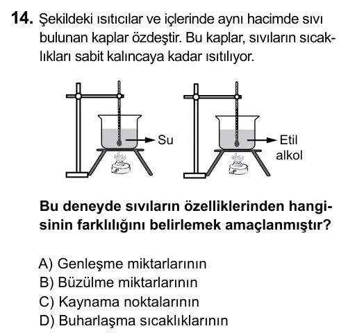 5. Sınıf Fen Bilimleri 2015 İOKBS Bursluluk Sınavı 14. Soru görseli