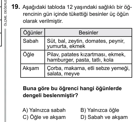 5. Sınıf Fen Bilimleri 2015 İOKBS Bursluluk Sınavı 19. Soru görseli