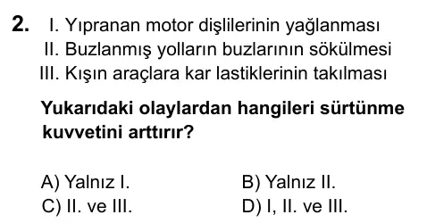 5. Sınıf Fen Bilimleri 2015 İOKBS Bursluluk Sınavı 2. Soru görseli