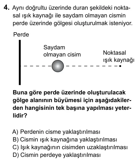 5. Sınıf Fen Bilimleri 2015 İOKBS Bursluluk Sınavı 4. Soru görseli
