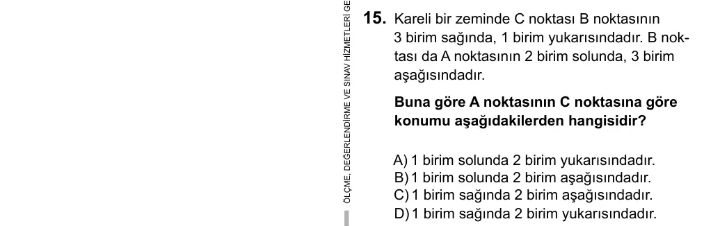 5. Sınıf Matematik 2015 İOKBS Bursluluk Sınavı 15. Soru görseli