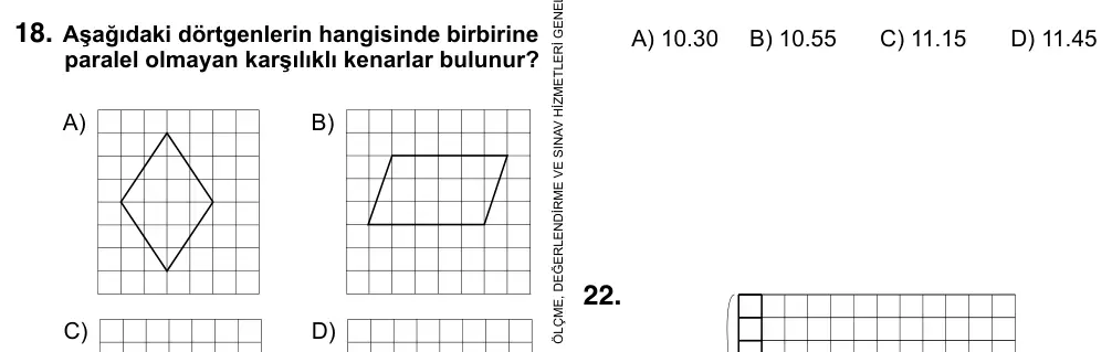 5. Sınıf Matematik 2015 İOKBS Bursluluk Sınavı 18. Soru görseli