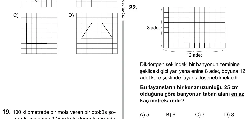 5. Sınıf Matematik 2015 İOKBS Bursluluk Sınavı 22. Soru görseli