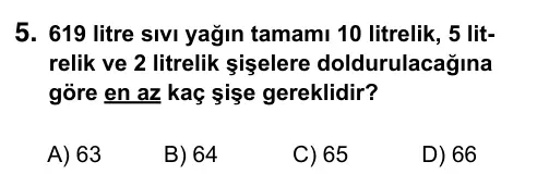 5. Sınıf Matematik 2015 İOKBS Bursluluk Sınavı 5. Soru görseli
