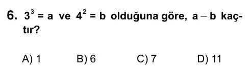 5. Sınıf Matematik 2015 İOKBS Bursluluk Sınavı 6. Soru görseli