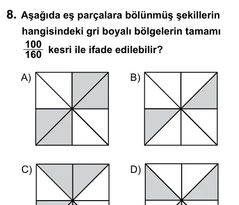 5. Sınıf Matematik 2015 İOKBS Bursluluk Sınavı 8. Soru görseli