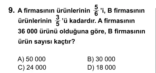 5. Sınıf Matematik 2015 İOKBS Bursluluk Sınavı 9. Soru görseli