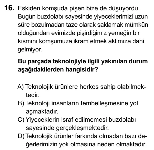 5. Sınıf Sosyal Bilgiler 2015 İOKBS Bursluluk Sınavı 16. Soru görseli