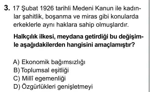 5. Sınıf Sosyal Bilgiler 2015 İOKBS Bursluluk Sınavı 3. Soru görseli