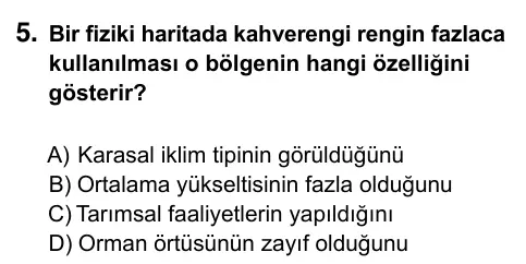 5. Sınıf Sosyal Bilgiler 2015 İOKBS Bursluluk Sınavı 5. Soru görseli