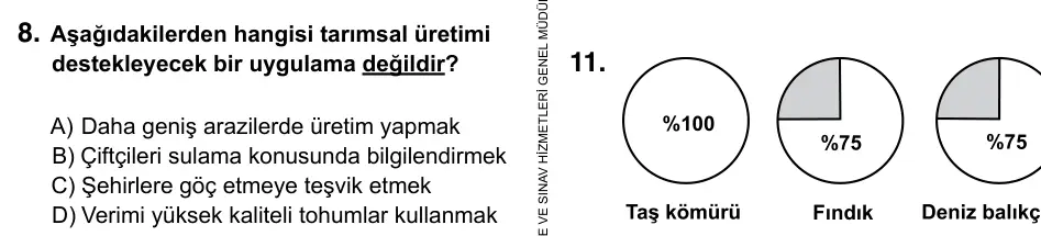 5. Sınıf Sosyal Bilgiler 2015 İOKBS Bursluluk Sınavı 8. Soru görseli