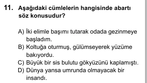 5. Sınıf Türkçe 2015 İOKBS Bursluluk Sınavı 11. Soru görseli