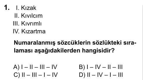 5. Sınıf Türkçe 2015 İOKBS Bursluluk Sınavı 1. Soru görseli