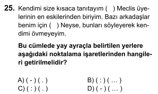 5. Sınıf Türkçe 2015 İOKBS Bursluluk Sınavı 25. Soru görseli
