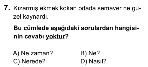 5. Sınıf Türkçe 2015 İOKBS Bursluluk Sınavı 7. Soru görseli