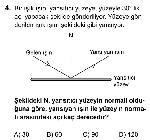 6. Sınıf Fen Bilimleri 2015 İOKBS Bursluluk Sınavı 4. Soru görseli