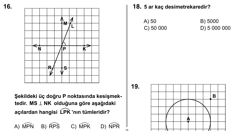 6. Sınıf Matematik 2015 İOKBS Bursluluk Sınavı 16. Soru görseli