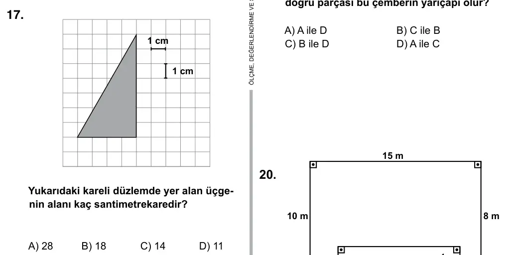 6. Sınıf Matematik 2015 İOKBS Bursluluk Sınavı 17. Soru görseli